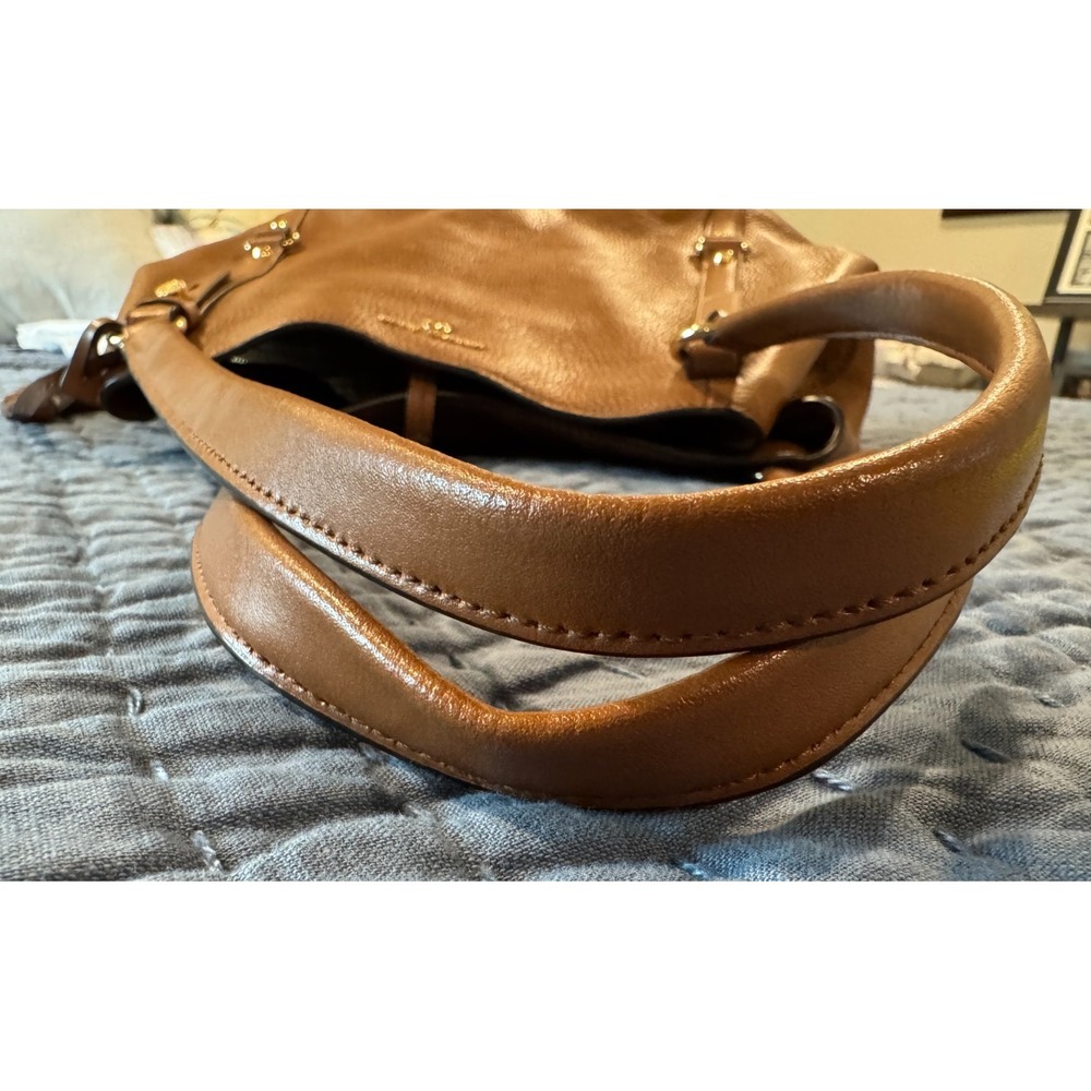 Michael Kors Carrie Large Pebbled Leather Tote Bag Luggage Brown Gold Hardware - Picture 13 of 16